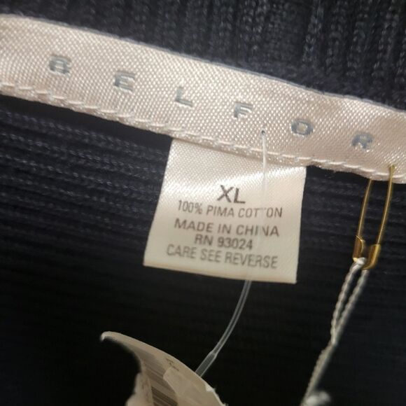 BELFORD Pima Cotton Black Ribbed Cardigan button front long sleeve NWT - Picture 5 of 5